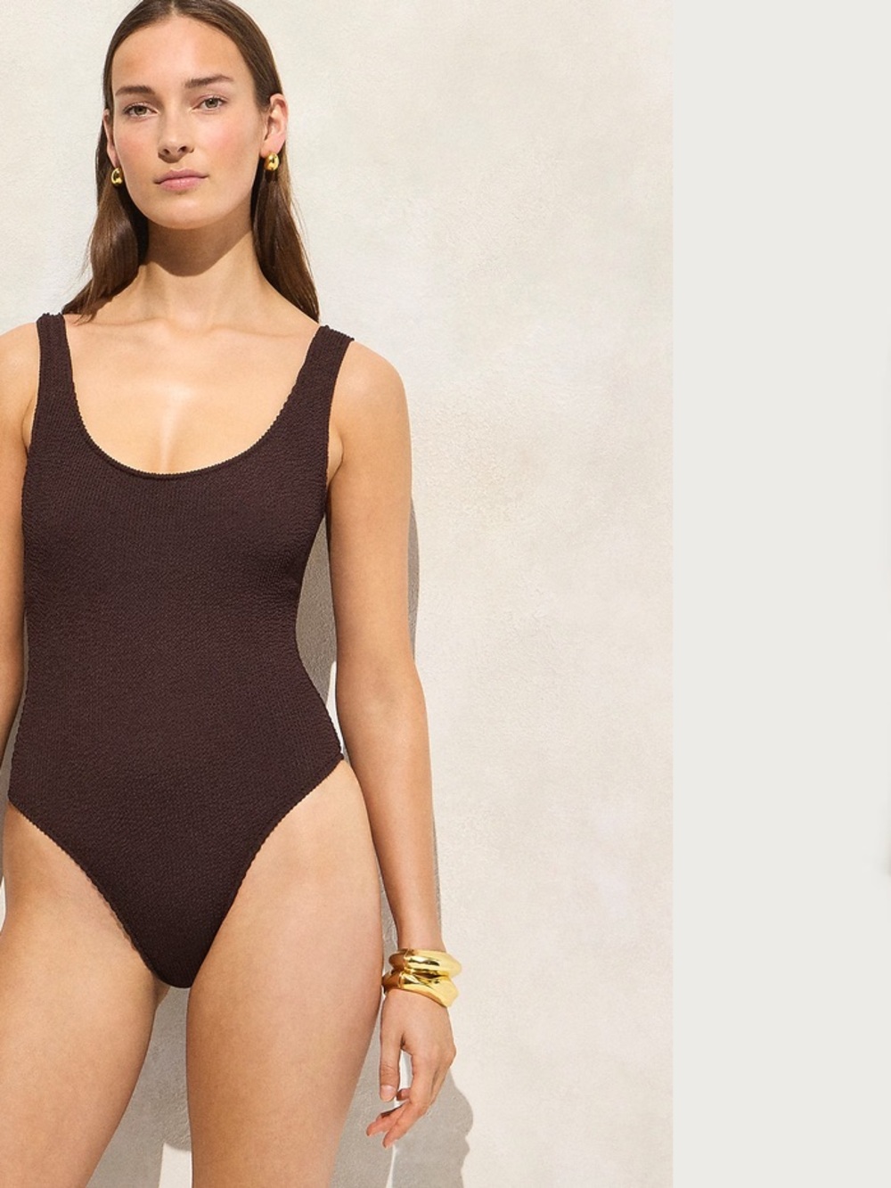 J. Crew Chocolate Brown Textured One-Piece Swimsuit